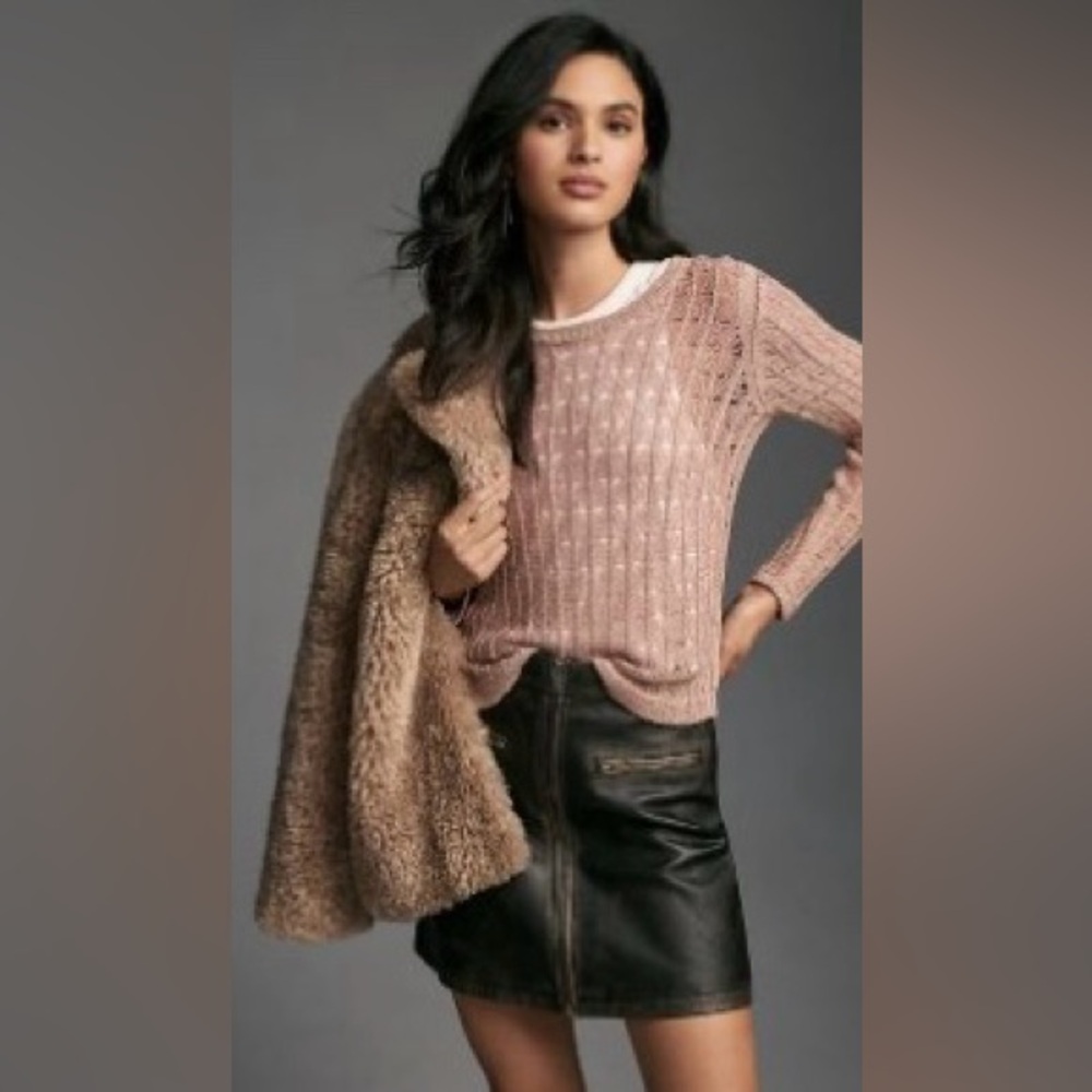 NWT Pilcro by Anthropologie Long-Sleeve Open-Stitch Netting Jumper